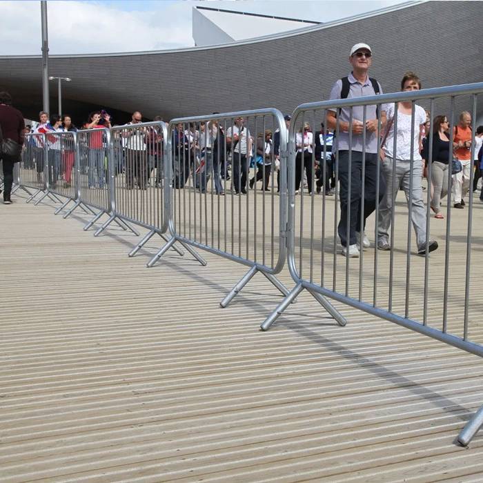 Crowd control barriers are placed outside the railway station to control the visitors flow.