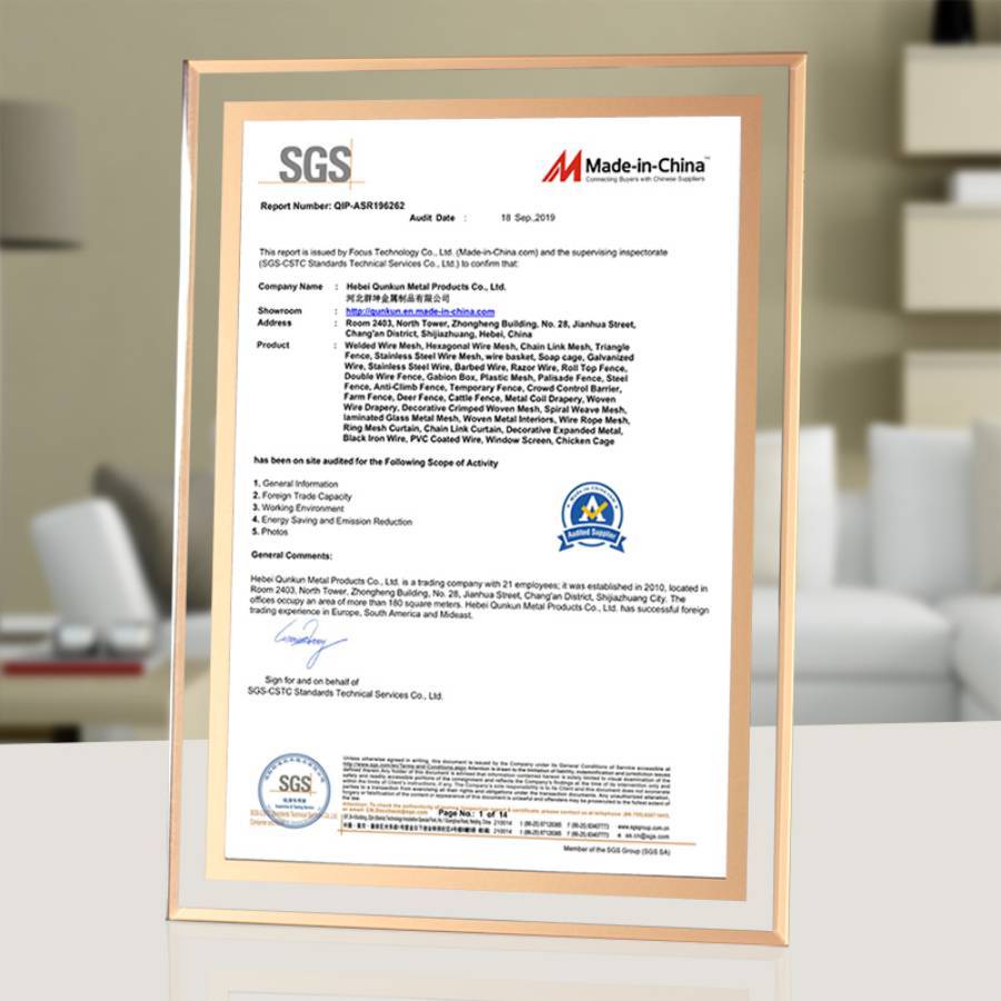 Here is the SGS certification of our Linkland Fence.